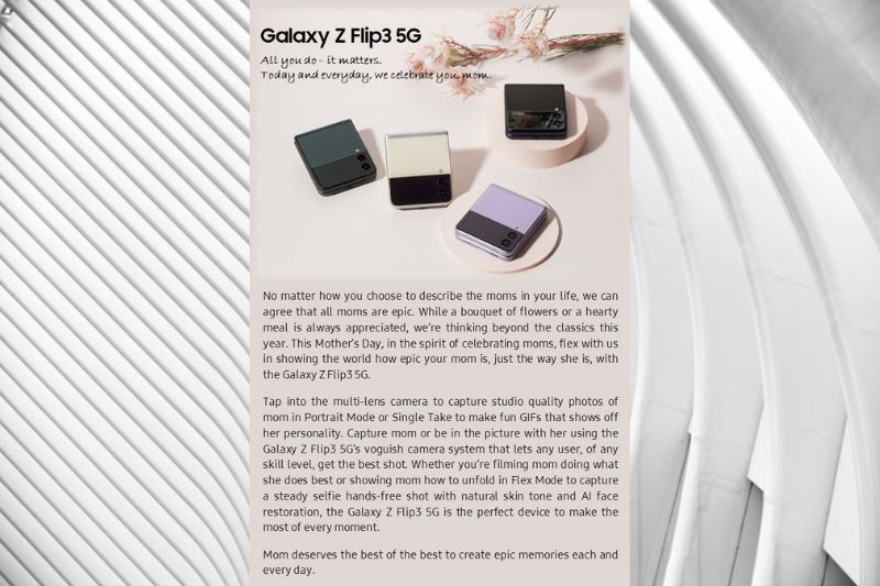 Galaxy Z Flip3 5G All you do – it matters. Today and everyday, we celebrate you, mom.