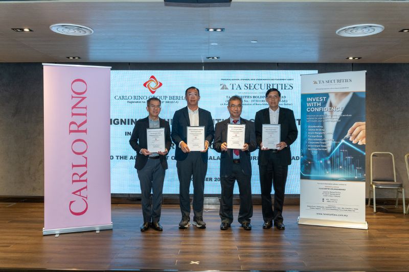 Carlo Rino Group Berhad inks Underwriting Agreement  with TA Securities Holdings Berhad